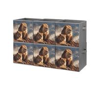 Rkklvbns Foldable Two Lions Storage Cubes Organizer with Handles, Storage Bags 6PCS for Clothing, Sturdy Organizer Bins for Blanket, Comforters, Bed Sheets, Pillows