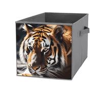 Rkklvbns Foldable Wild Animal Tiger Storage Cubes Organizer with Handles, Storage Bags 1PCS for Clothing, Sturdy Organizer Bins for Blanket, Comforters, Bed Sheets, Pillows