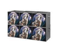 Rkklvbns Foldable Wolves Storage Cubes Organizer with Handles, Storage Bags 6PCS for Clothing, Sturdy Organizer Bins for Blanket, Comforters, Bed Sheets, Pillows