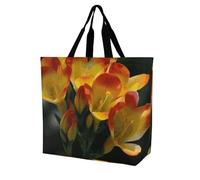 Rkklvbns Freesia Beautiful Plant Flower Women Tote Bag Shoulder Grocerie Bags Portable Storage Handbag Lightweight Durable for Work Travel Casual Bag