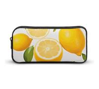 Rkklvbns Fresh Lemon Large Pencil Case Portable Pencil Bag with Zipper Stationery Organizer Simple Storage Aesthetic Stationery for Office College Adult Use