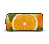 Rkklvbns Fresh Orange Fruit Large Pencil Case Portable Pencil Bag with Zipper Stationery Organizer Simple Storage Aesthetic Stationery for Office College Adult Use