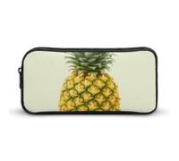 Rkklvbns Fresh Pineapple Large Pencil Case Portable Pencil Bag with Zipper Stationery Organizer Simple Storage Aesthetic Stationery for Office College Adult Use