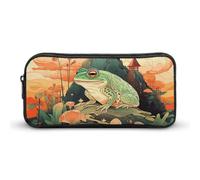 Rkklvbns Frog on Mountain Large Pencil Case Portable Pencil Bag with Zipper Stationery Organizer Simple Storage Aesthetic Stationery for Office College Adult Use
