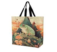 Rkklvbns Frog on Mountain Women Tote Bag Shoulder Grocerie Bags Portable Storage Handbag Lightweight Durable for Work Travel Casual Bag