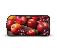 Rkklvbns Fruits on Wood Large Pencil Case Portable Pencil Bag with Zipper Stationery Organizer Simple Storage Aesthetic Stationery for Office College Adult Use