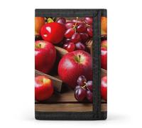 Rkklvbns Fruits on Wood Trifold Wallet for Men Minimalist Design Slim Wallet with Money Pocket & Multiple Card Slots Stylish Durable Wallets