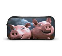 Rkklvbns Funny 3D Piggies Large Pencil Case Portable Pencil Bag with Zipper Stationery Organizer Simple Storage Aesthetic Stationery for Office College Adult Use