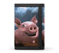 Rkklvbns Funny 3D Piggies Trifold Wallet for Men Minimalist Design Slim Wallet with Money Pocket & Multiple Card Slots Stylish Durable Wallets