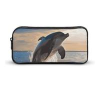 Rkklvbns Funny Animal Dolphin Large Pencil Case Portable Pencil Bag with Zipper Stationery Organizer Simple Storage Aesthetic Stationery for Office College Adult Use