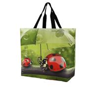 Rkklvbns Funny Ladybug Holding Umbrellas Women Tote Bag Shoulder Grocerie Bags Portable Storage Handbag Lightweight Durable for Work Travel Casual Bag