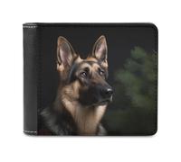 Rkklvbns German Shepherd Leather Wallets RFID Blocking Slim Front Pocket Wallet Leather Money Clip, Stylish Mens Bifold Wallet Credit Card Holder Gift for Men