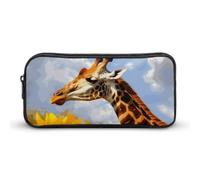 Rkklvbns Giraffe And Sunflower Large Pencil Case Portable Pencil Bag with Zipper Stationery Organizer Simple Storage Aesthetic Stationery for Office College Adult Use