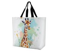 Rkklvbns Giraffe Art Illustration Women Tote Bag Shoulder Grocerie Bags Portable Storage Handbag Lightweight Durable for Work Travel Casual Bag