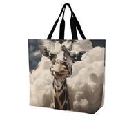 Rkklvbns Giraffe in The Clouds Women Tote Bag Shoulder Grocerie Bags Portable Storage Handbag Lightweight Durable for Work Travel Casual Bag