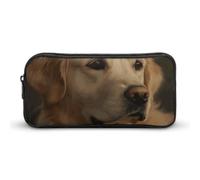 Rkklvbns Golden Retriever Large Pencil Case Portable Pencil Bag with Zipper Stationery Organizer Simple Storage Aesthetic Stationery for Office College Adult Use