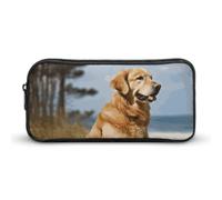 Rkklvbns Golden Retriever Large Pencil Case Portable Pencil Bag with Zipper Stationery Organizer Simple Storage Aesthetic Stationery for Office College Adult Use