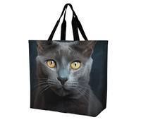 Rkklvbns Gray Cat Stares Women Tote Bag Shoulder Grocerie Bags Portable Storage Handbag Lightweight Durable for Work Travel Casual Bag