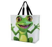 Rkklvbns Green Frog Women Tote Bag Shoulder Grocerie Bags Portable Storage Handbag Lightweight Durable for Work Travel Casual Bag