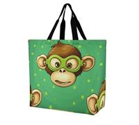 Rkklvbns Green Monkey Women Tote Bag Shoulder Grocerie Bags Portable Storage Handbag Lightweight Durable for Work Travel Casual Bag