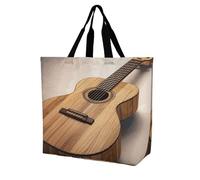 Rkklvbns Guitar Wooden Women Tote Bag Shoulder Grocerie Bags Portable Storage Handbag Lightweight Durable for Work Travel Casual Bag