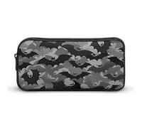 Rkklvbns Halloween Bats Grey Large Pencil Case Portable Pencil Bag with Zipper Stationery Organizer Simple Storage Aesthetic Stationery for Office College Adult Use