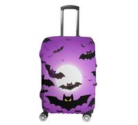 Rkklvbns Halloween Flying Purple Bats Luggage Cover for Travel, Washable Suitcase Protector for Home, Anti Scratch Luggage Covers with Zippers on Both Sides, Stretchable Outdoor Accessories, white, XL