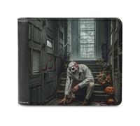 Rkklvbns Halloween Horror Theme Leather Wallets RFID Blocking Slim Front Pocket Wallet Leather Money Clip, Stylish Mens Bifold Wallet Credit Card Holder Gift for Men