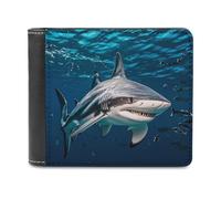 Rkklvbns Hammerhead Shark Scans The Ocean Leather Wallets RFID Blocking Slim Front Pocket Wallet Leather Money Clip, Stylish Mens Bifold Wallet Credit Card Holder Gift for Men