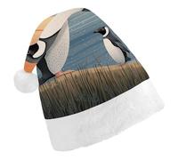 Rkklvbns Hand Drawn Penguin Christmas Hat Personalization Party Headwear Funny Santa Claus Hat Comfort Classic Adults Christmas Hats For Festive Holiday Party Supplies