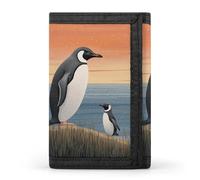 Rkklvbns Hand Drawn Penguin Trifold Wallet for Men Minimalist Design Slim Wallet with Money Pocket & Multiple Card Slots Stylish Durable Wallets