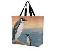 Rkklvbns Hand Drawn Penguin Women Tote Bag Shoulder Grocerie Bags Portable Storage Handbag Lightweight Durable for Work Travel Casual Bag
