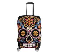 Rkklvbns Hand Drawn Skull Luggage Cover for Travel, Washable Suitcase Protector for Home, Anti Scratch Luggage Covers with Zippers on Both Sides, Stretchable Outdoor Accessories, white, Small, Luggage