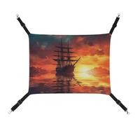 Rkklvbns Hanging Pets Hammock for Cage, A Sailing Boat on The Water Pet Hammock Bed Soft, Cat Hammock, Washable Outdoor Mat, Comfortable Pet Cage Hammock with Adjustable Straps
