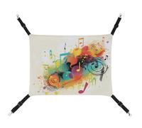 Rkklvbns Hanging Pets Hammock for Cage, Abstract Music Themed Pet Hammock Bed Soft, Cat Hammock, Washable Outdoor Mat, Comfortable Pet Cage Hammock with Adjustable Straps