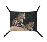 Rkklvbns Hanging Pets Hammock for Cage, African Leopard on Rock Pet Hammock Bed Soft, Cat Hammock, Washable Outdoor Mat, Comfortable Pet Cage Hammock with Adjustable Straps