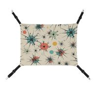 Rkklvbns Hanging Pets Hammock for Cage, Atomic Stars Retro Pattern Pet Hammock Bed Soft, Cat Hammock, Washable Outdoor Mat, Comfortable Pet Cage Hammock with Adjustable Straps