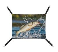 Rkklvbns Hanging Pets Hammock for Cage, Big Mouth Bass Bites Bait Pet Hammock Bed Soft, Cat Hammock, Washable Outdoor Mat, Comfortable Pet Cage Hammock with Adjustable Straps