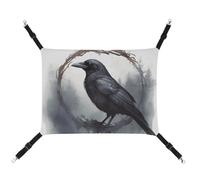 Rkklvbns Hanging Pets Hammock for Cage, Black Crow Pet Hammock Bed Soft, Cat Hammock, Washable Outdoor Mat, Comfortable Pet Cage Hammock with Adjustable Straps
