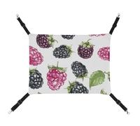 Rkklvbns Hanging Pets Hammock for Cage, BlackBerry Fruit Pattern Pet Hammock Bed Soft, Cat Hammock, Washable Outdoor Mat, Comfortable Pet Cage Hammock with Adjustable Straps