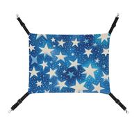 Rkklvbns Hanging Pets Hammock for Cage, Blue Shining Stars Pattern Pet Hammock Bed Soft, Cat Hammock, Washable Outdoor Mat, Comfortable Pet Cage Hammock with Adjustable Straps