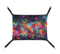 Rkklvbns Hanging Pets Hammock for Cage, Bright Beautiful Colorful Art Pet Hammock Bed Soft, Cat Hammock, Washable Outdoor Mat, Comfortable Pet Cage Hammock with Adjustable Straps