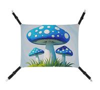 Rkklvbns Hanging Pets Hammock for Cage, Cartoon Blue Mushroom Pet Hammock Bed Soft, Cat Hammock, Washable Outdoor Mat, Comfortable Pet Cage Hammock with Adjustable Straps