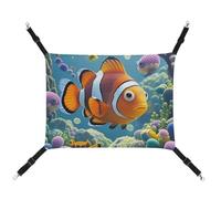 Rkklvbns Hanging Pets Hammock for Cage, Cartoon Clown Fish Pet Hammock Bed Soft, Cat Hammock, Washable Outdoor Mat, Comfortable Pet Cage Hammock with Adjustable Straps