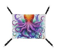 Rkklvbns Hanging Pets Hammock for Cage, Colorful Octopus Pet Hammock Bed Soft, Cat Hammock, Washable Outdoor Mat, Comfortable Pet Cage Hammock with Adjustable Straps