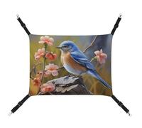 Rkklvbns Hanging Pets Hammock for Cage, Eastern Bluebird Pet Hammock Bed Soft, Cat Hammock, Washable Outdoor Mat, Comfortable Pet Cage Hammock with Adjustable Straps