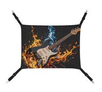 Rkklvbns Hanging Pets Hammock for Cage, Electric Guitar Music Pet Hammock Bed Soft, Cat Hammock, Washable Outdoor Mat, Comfortable Pet Cage Hammock with Adjustable Straps