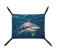 Rkklvbns Hanging Pets Hammock for Cage, Hammerhead Shark Scans The Ocean Pet Hammock Bed Soft, Cat Hammock, Washable Outdoor Mat, Comfortable Pet Cage Hammock with Adjustable Straps