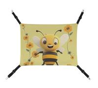 Rkklvbns Hanging Pets Hammock for Cage, Happy Bee Pet Hammock Bed Soft, Cat Hammock, Washable Outdoor Mat, Comfortable Pet Cage Hammock with Adjustable Straps