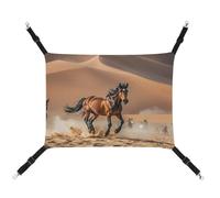 Rkklvbns Hanging Pets Hammock for Cage, Horses Running in Desert Storm Pet Hammock Bed Soft, Cat Hammock, Washable Outdoor Mat, Comfortable Pet Cage Hammock with Adjustable Straps